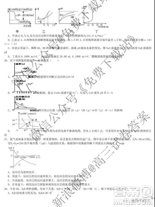 2020衡水中学高三上学期第五次调研考试化学试题及答案