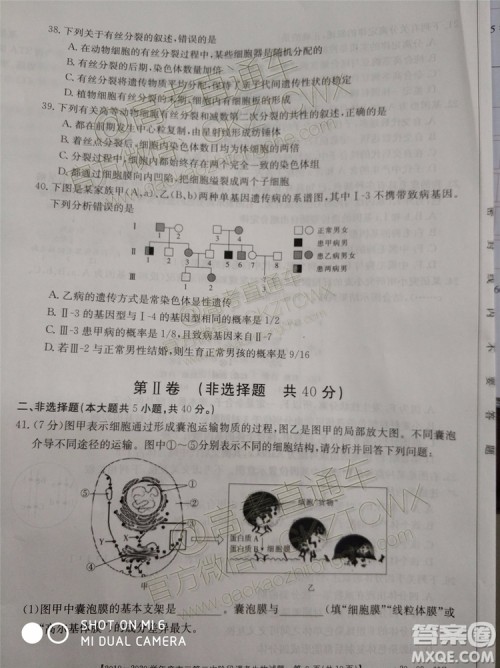 2020届吉林金太阳高三10月联考生物试题及参考答案