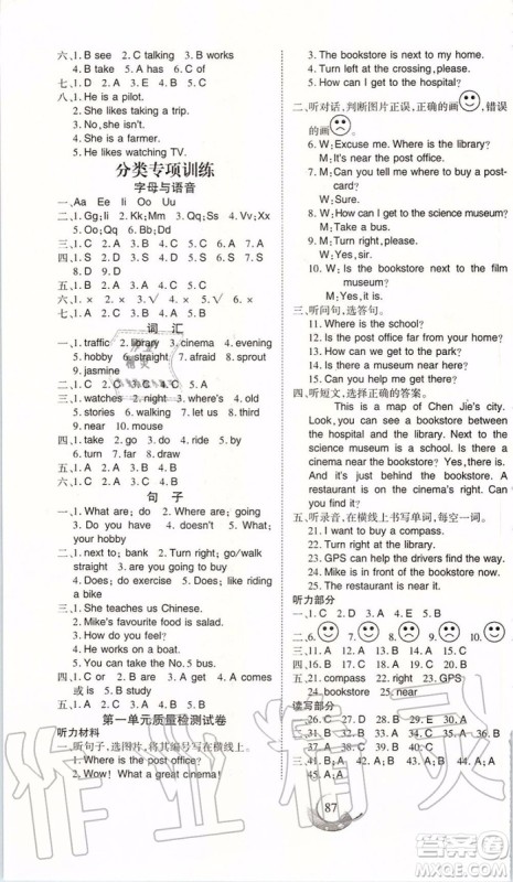 2019年名师三导学练考英语六年级上册人教版参考答案 2019年名师三导学练考英语六年级上册人教版参考答案