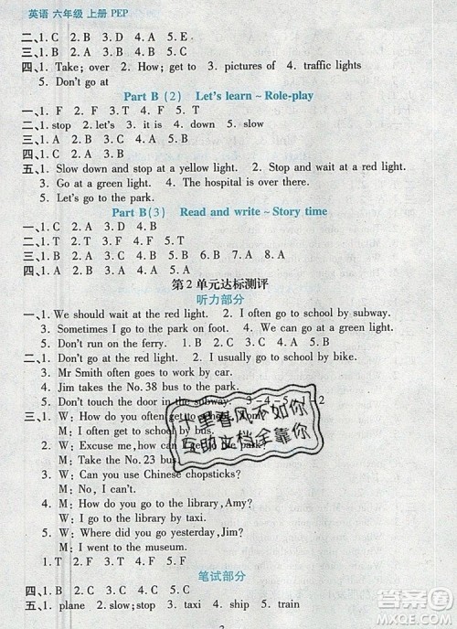 远方出版社2019年100分闯关课时作业六年级英语上册人教版答案 远方出版社2019年100分闯关课时作业六年级英语上册人教版答案
