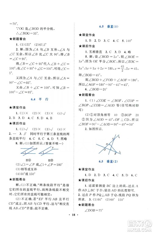 2019启东黄冈作业本七年级数学上册江苏科技教材适用答案