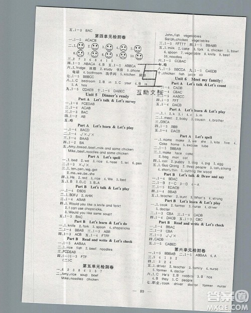 2019年351高效课堂导学案四年级英语上册人教版答案