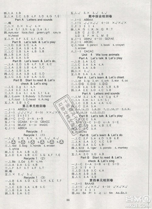 2019年351高效课堂导学案三年级英语上册人教版答案 2019年351高效课堂导学案三年级英语上册人教版答案