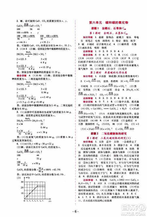 2019年新课程学习辅导化学九年级上册人教版参考答案 2019年新课程学习辅导化学九年级上册人教版参考答案