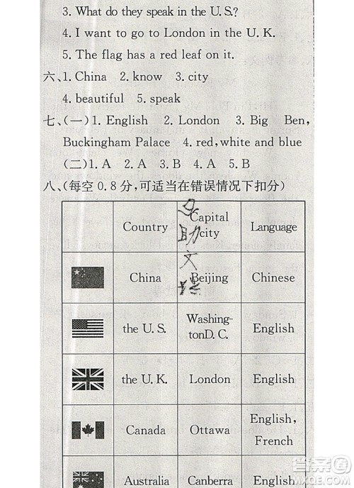 2019年冀教版英才计划同步课时高效训练五年级英语上册答案