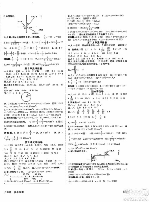 2019年英才小状元同步优化练与测六年级上册数学RJ人教版参考答案