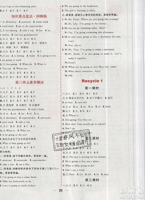 南方出版社2019年核心素养天天练六年级英语上册人教版答案 南方出版社2019年核心素养天天练六年级英语上册人教版答案