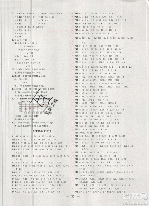 南方出版社2019年核心素养天天练五年级数学上册青岛版答案