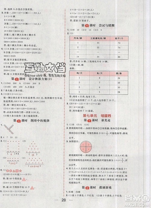 南方出版社2019年核心素养天天练五年级数学上册北师大版答案