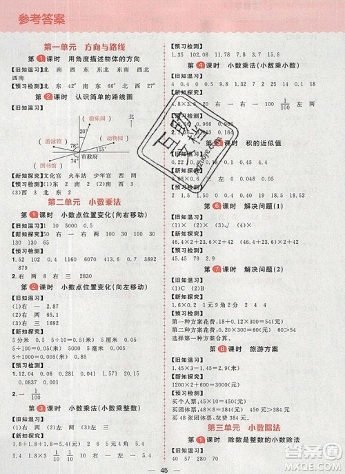 南方出版社2019年核心素养天天练五年级数学上册冀教版答案