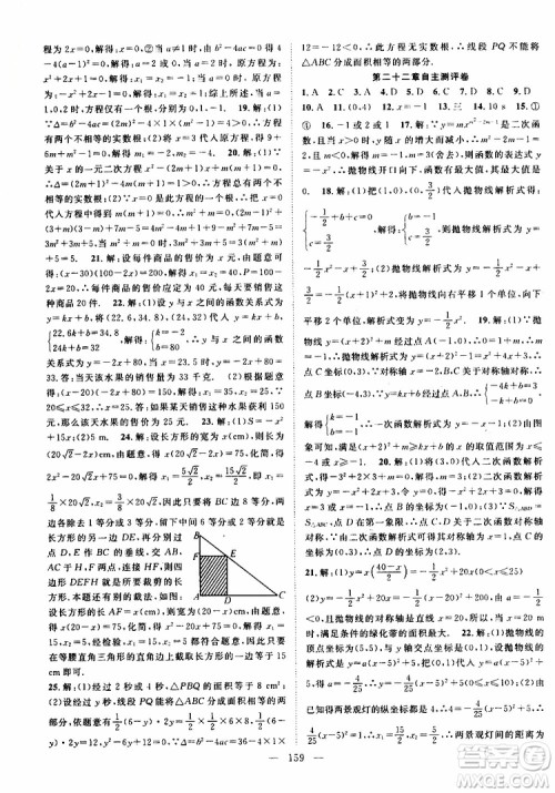 智慧万羽2019年优质课堂导学案数学九年级上册人教版参考答案