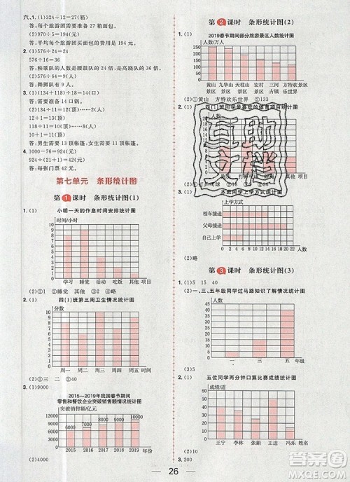 南方出版社2019年核心素养天天练四年级数学上册人教版答案