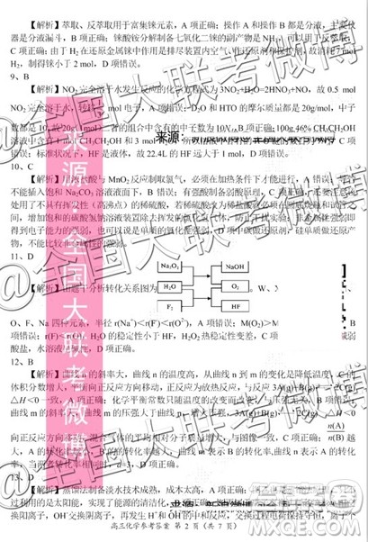 中原名校2019-2020学年上期第三次质量考评化学答案