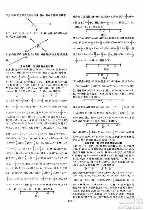 智慧万羽2019年优质课堂导学案数学七年级上册人教版参考答案