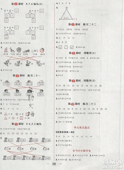南方出版社2019年核心素养天天练一年级数学上册人教版答案 南方出版社2019年核心素养天天练一年级数学上册人教版答案
