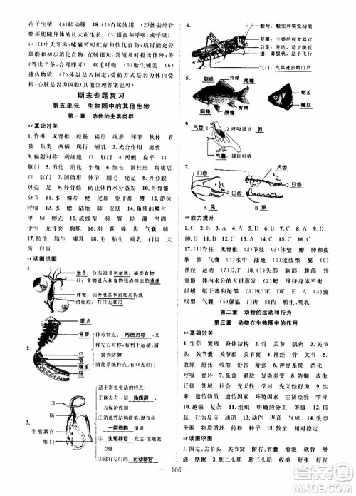 智慧万羽2019年优质课堂导学案生物八年级上册人教版参考答案