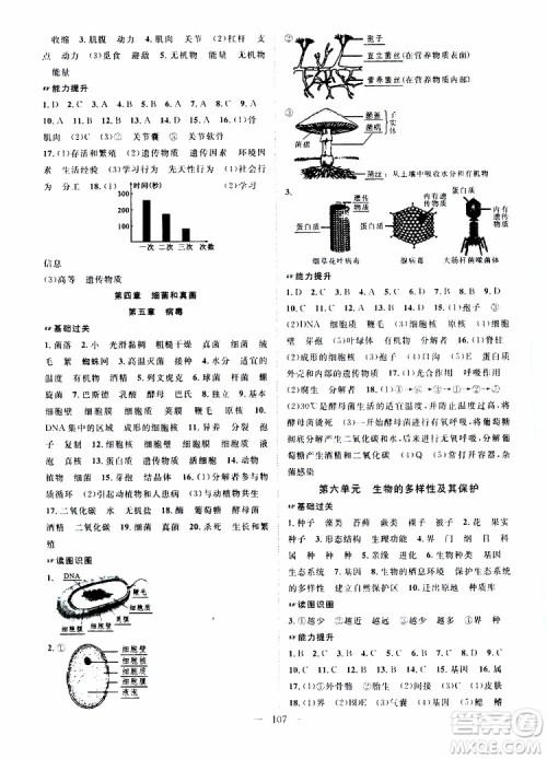 智慧万羽2019年优质课堂导学案生物八年级上册人教版参考答案