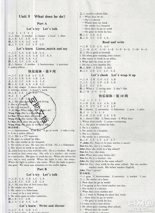 2019秋季阳光计划第一步六年级英语上册人教版答案 2019秋季阳光计划第一步六年级英语上册人教版答案