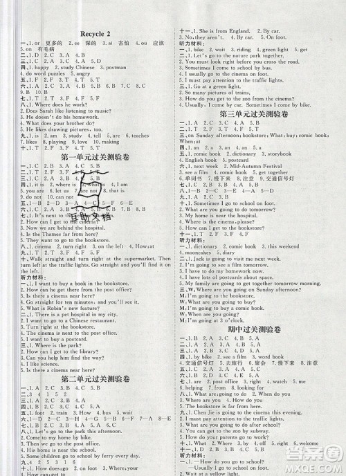 2019秋季阳光计划第一步六年级英语上册人教版答案 2019秋季阳光计划第一步六年级英语上册人教版答案