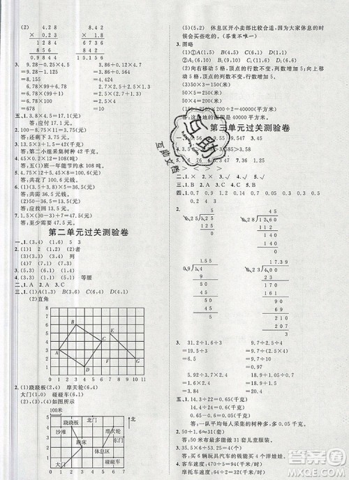 2019秋季阳光计划第一步五年级上册数学人教版答案 2019秋季阳光计划第一步五年级上册数学人教版答案