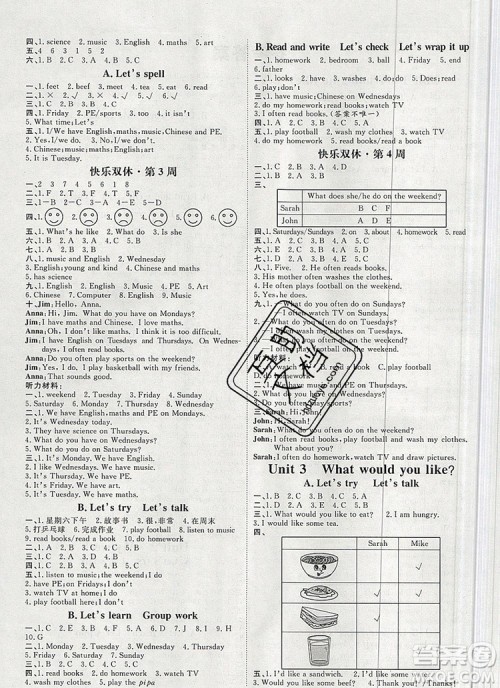 2019秋季阳光计划第一步五年级英语上册人教版答案 2019秋季阳光计划第一步五年级英语上册人教版答案