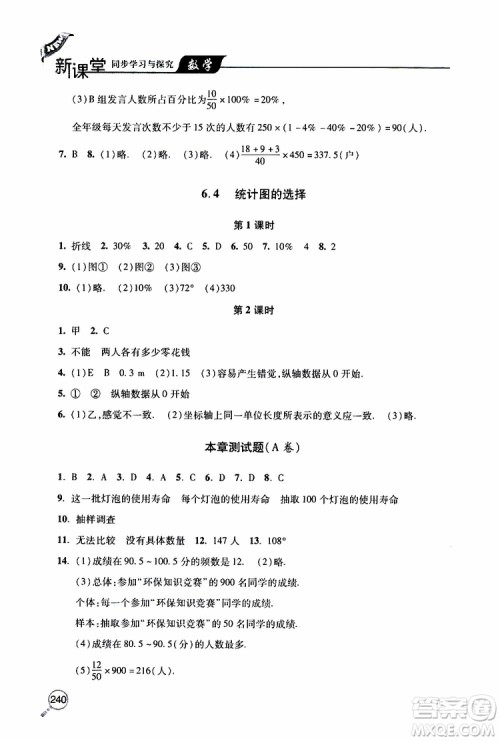 2019年新课堂同步学习与探究数学七年级上学期人教版参考答案