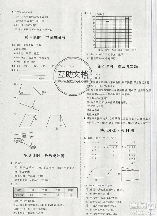 2019秋季阳光计划第一步四年级数学上册人教版答案 2019秋季阳光计划第一步四年级数学上册人教版答案
