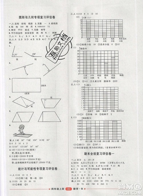 2019秋季阳光计划第二步四年级数学上册人教版答案 2019秋季阳光计划第二步四年级数学上册人教版答案