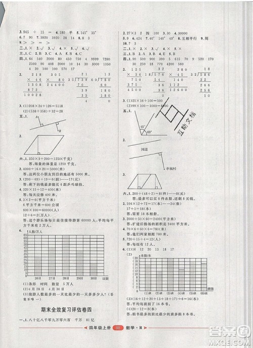 2019秋季阳光计划第二步四年级数学上册人教版答案 2019秋季阳光计划第二步四年级数学上册人教版答案