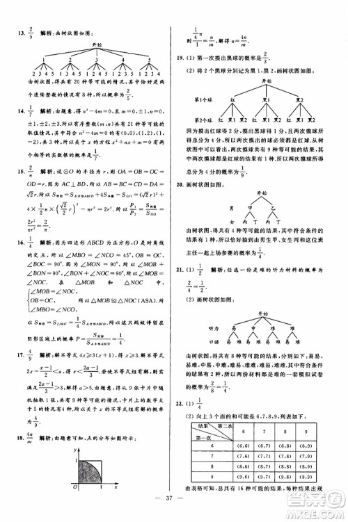 2019年亮点给力大试卷数学九年级上册人教版参考答案