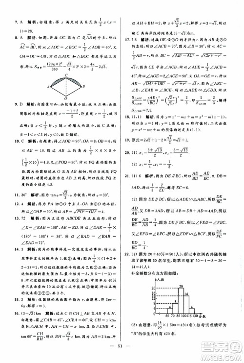 2019年亮点给力大试卷数学九年级上册人教版参考答案