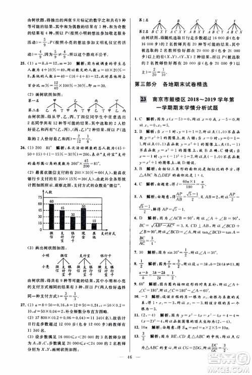 2019年亮点给力大试卷数学九年级上册人教版参考答案 2019年亮点给力大试卷数学九年级上册人教版参考答案