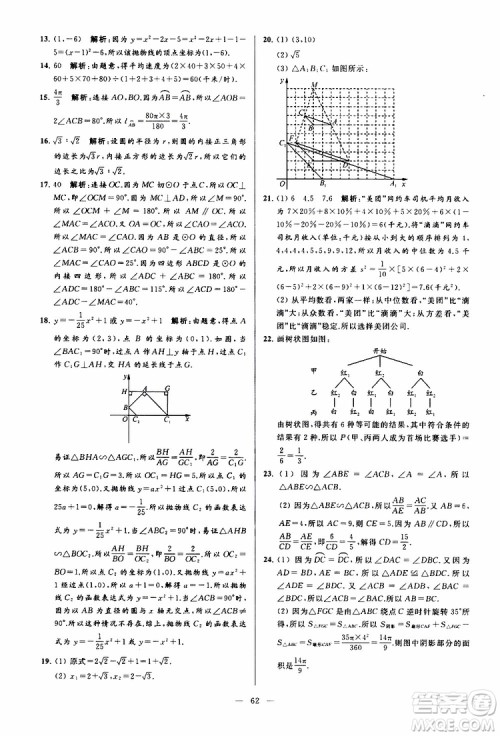 2019年亮点给力大试卷数学九年级上册人教版参考答案