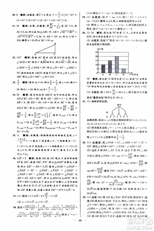 2019年亮点给力大试卷数学九年级上册人教版参考答案