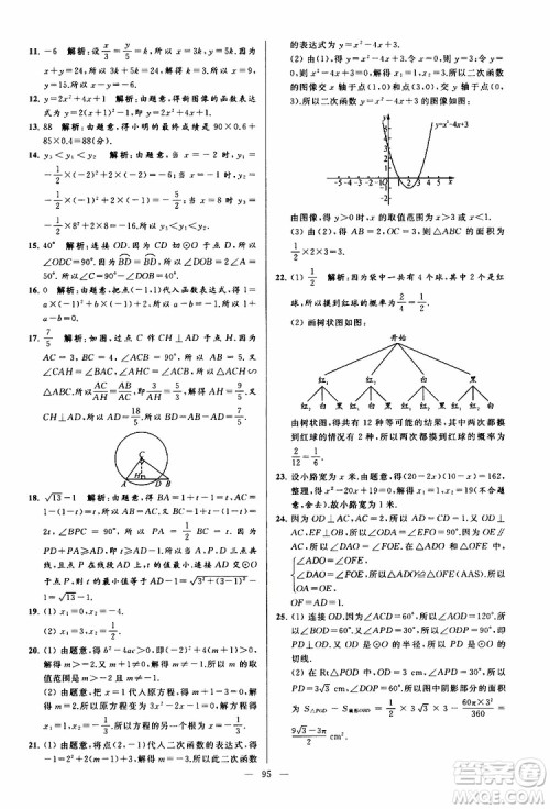 2019年亮点给力大试卷数学九年级上册人教版参考答案