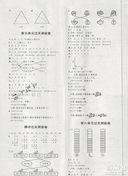 2019秋季阳光计划第一步二年级数学上册冀教版答案