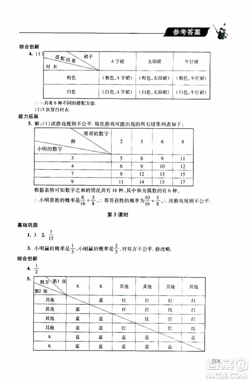 2019年新课堂同步学习与探究数学九年级上学期人教版参考答案