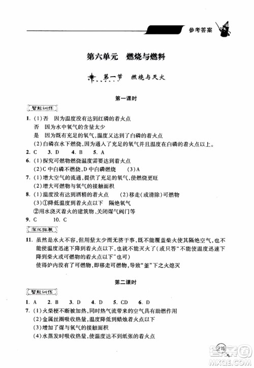 2019年新课堂同步学习与探究化学九年级上学期人教版参考答案