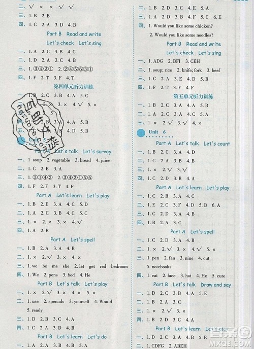 延边人民出版社2019年百分学生作业本题练王四年级英语上册人教版答案 延边人民出版社2019年百分学生作业本题练王四年级英语上册人教版答案