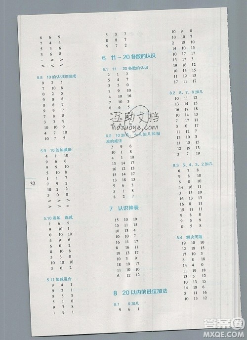 延边人民出版社2019年百分学生作业本题练王一年级数学上册人教版答案