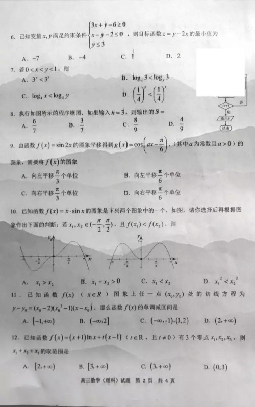 肇庆市2020届高中毕业班第一次统一检测理科数学试题及参考答案