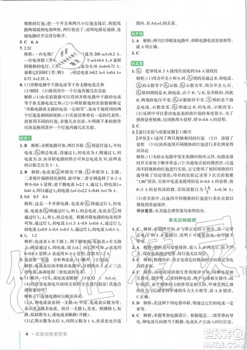 2019年PASS绿卡图书教材搭档物理九年级全一册鲁教版五四制参考答案