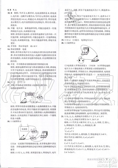 2019年PASS绿卡图书教材搭档物理九年级全一册鲁教版五四制参考答案