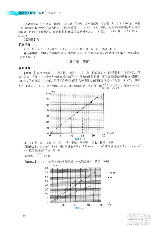 广州出版社2019阳光学业评价物理八年级上册人教版答案