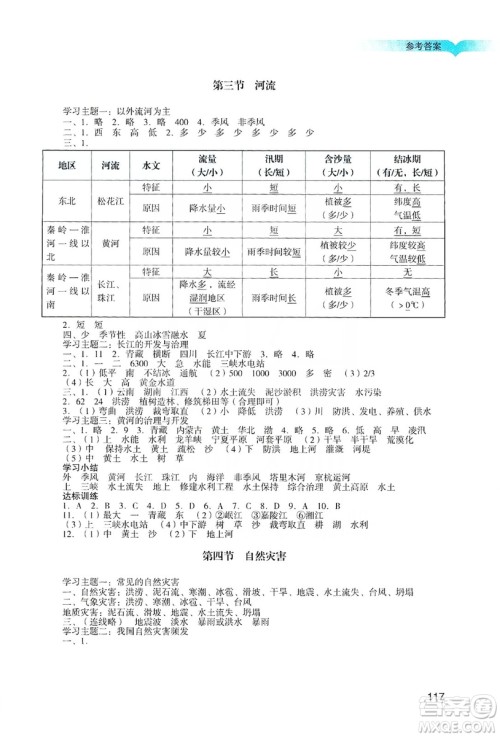 广州出版社2019阳光学业评价地理八年级上册人教版答案