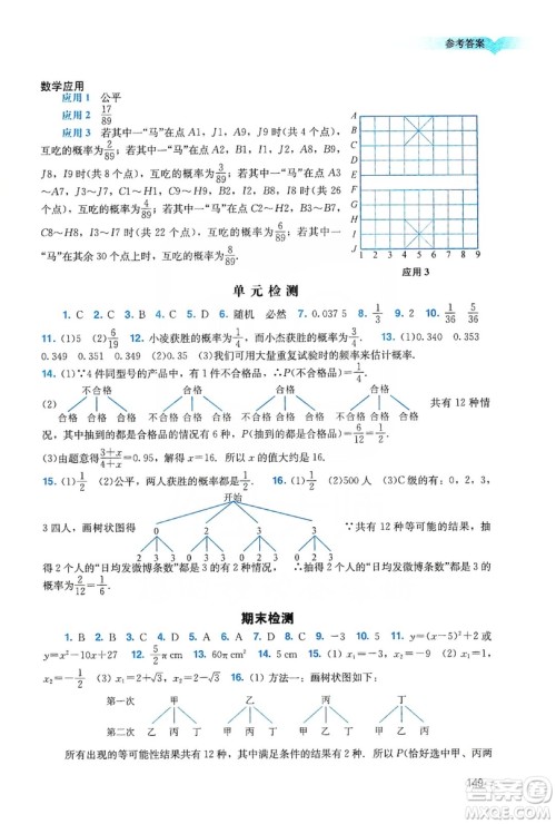 广州出版社2019阳光学业评价数学九年级上册人教版答案