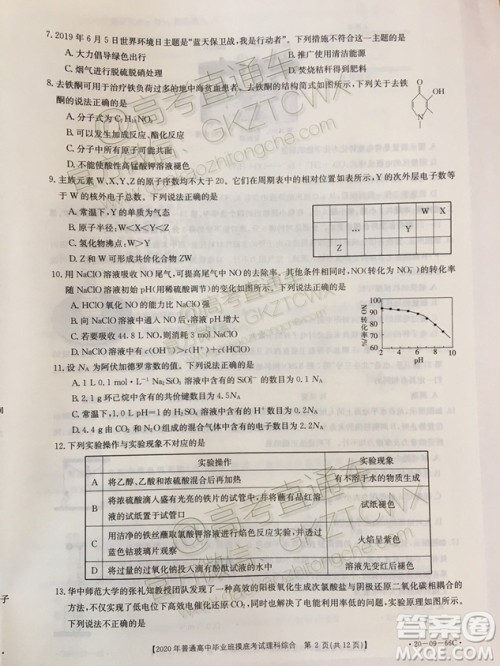 2020届广西南宁百色金太阳高三10月联考理科综合试题及参考答案 2020届广西南宁百色金太阳高三10月联考理科综合试题及参考答案