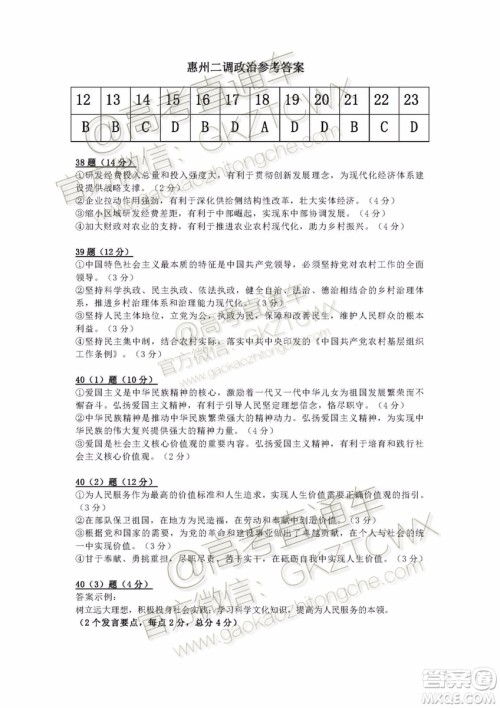 2020届惠州二调文科综合试题及参考答案 2020届惠州二调文科综合试题及参考答案