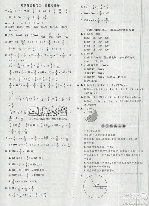 江西人民出版社2019年王朝霞考点梳理时习卷六年级数学上册人教版答案