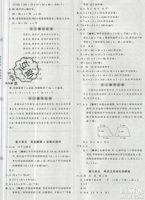 江西人民出版社2019年王朝霞考点梳理时习卷五年级数学上册人教版答案